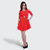 BuyNewTrend Women's Red Plain Cotton Lycra V-Neck Belted Dress