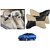 Auto Addict Square Beige Black Neck Rest Cushion Pillow Set Of 2 Pcs For Ford Fiesta