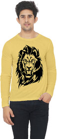 Yellow color full sleeve tiger t  printed tshirt