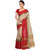 Takshaya Cotton Silk Zari Work Gold and Dark Red Partywear Saree for Women with Blouse Piece