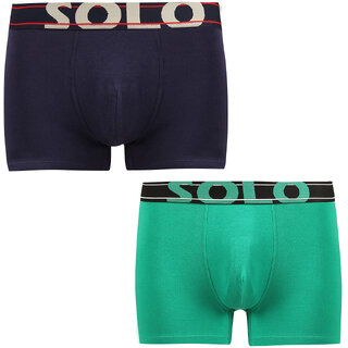                       SOLO Men's Zion Cotton Short Trunk - Navy, Green Color (Pack of 2)                                              