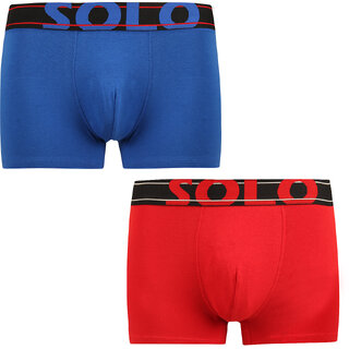                       SOLO Men's Zion Cotton Short Trunk - Red, Royal Blue Color (Pack of 2)                                              