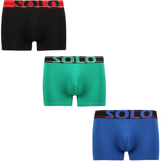                       SOLO Men's Zion Cotton Short Trunk - Black, Green, Royal Blue Color (Pack of 3)                                              