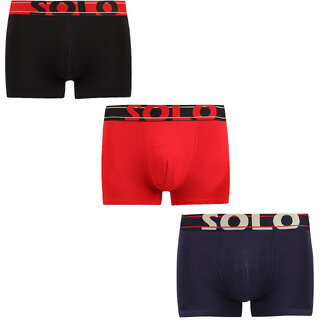                       SOLO Men's Zion Cotton Short Trunk - Black, Red, Navy Color (Pack of 3)                                              