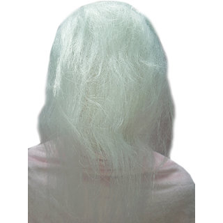Buy Kaku Fancy Dresses Lady Hair Wig In White Color For Kids
