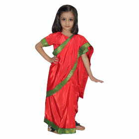 kaku fancy dresses Saree In Red Color,Indian State Traditional Costume For Kids School Annual function