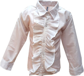 Kaku Fancy Dresses White Frill Shirt Western Costume For Kids School Annual function/Theme Party/Competition/Stage Shows