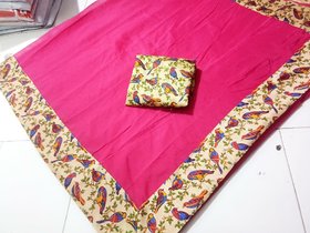 printed border chanderi cotton saree with printed blouse piece