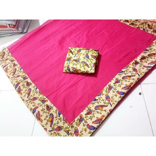 printed border chanderi cotton saree with printed blouse piece