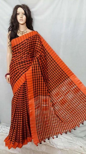 Buy Silk Cotton Gamcha Saree With Blouse Piece Online @ ₹850 from ShopClues