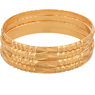 Shine Art Gold Plated Traditional Unique Fancy Designer Bangles  Cada set of 4pcs for women (SBC03) All Size Available