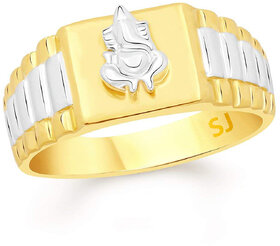 Sukai Jewels Ganesh Gold Plated Alloy  Brass Cubic Zirconia Finger Ring for Men SFR316G