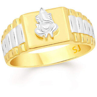 Sukai Jewels Ganesh Gold Plated Alloy  Brass Cubic Zirconia Finger Ring for Men SFR316G