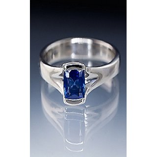 Natural  Blue Sapphire 5.25 Ratti Stone lab Certified Neelam Silver Plated Ring Jaipur Gemstone.