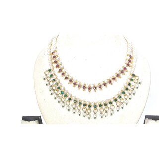                       Combo offer Green drop and purple necklace                                              