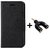 Wallet Flip Cover For Oppo F5 Youth ( BLACK ) With 3.5mm Stereo Male to Mic Audio Splitter