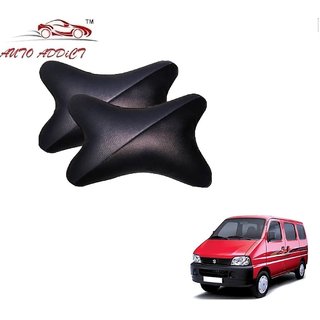 Auto Addict Car Neck Rest Pillow Cushion Grey Black Set of 2 Pcs For Maruti Suzuki Eeco