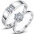 Code Yellow Silver Solitaire Adjustable Couple Rings Set
