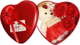 Eastern Club Valentine's Day Teddy and Rose Gift Box Best  Unique Gift for Love Ones (5 inch)