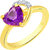 Sukai Jewels Purple Ruby Heart Gold Plated Alloy & Brass Cubic Zirconia Finger Ring for Women & Girls [SFR1216G]