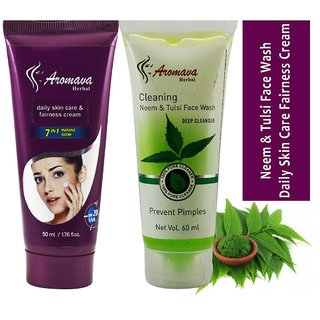 Buy Aromava Neem Tulsi Face Wash And Daily Skin Care Fairness Cream ...