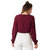 Miss Chase Women's Maroon Round Neck Full Sleeve Cotton Solid Twill Tape And Eyelet Detailing Tie-Up Boxy Crop Top