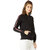 Miss Chase Women's Black Round Neck Full Sleeve Cotton Solid Zippered Twill Tape Detailing Bomber Jacket