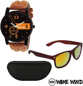 Ow-RM Wake Wood Watches With Free Sunglasses