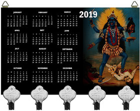 Kartik Goddess Kali Ma Digital Printed Wooden Designer Key Holder with New Year Print
