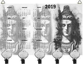 Kartik God Shiva Design Digital Printed Wooden Designer Key Holder with New Year Print