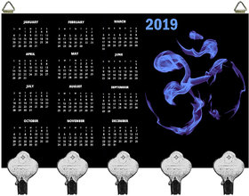 Kartik Om / AUM Design Digital Printed Wooden Designer Key Holder with New Year Print