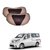 Auto Addict Car Neck Rest Pillow Cushion Beige, Brown Leatherite Set of 2 Pcs For Nissan Evalia