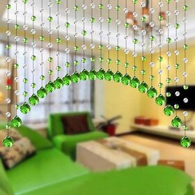 D4P Acrylic Crystal Plastic Strings Bead Hanging Curtain (Set of 10)(Green)