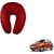 Auto Addict Orthopaedic Velvet Memory Foam Car U Shaped Red Travel Neck Rest Cushion Pillow 1 pcs For Tata Indica