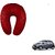 Auto Addict Orthopaedic Velvet Memory Foam Car U Shaped Red Travel Neck Rest Cushion Pillow 1 pcs For Hyundai Grand i10