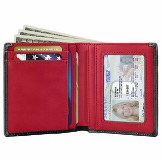 Tom Martin TM05 RFID Protected Vegan Leather Slim Bifold Credit Debit Card Holder/Wallet for Men (Black)