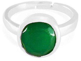 Jaipur Gemstone Natural Emerlad Stone 100 Certified Panna Silver Plated Ring