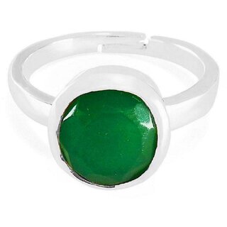 Jaipur Gemstone Natural Emerlad Stone 100 Certified Panna Silver Plated Ring