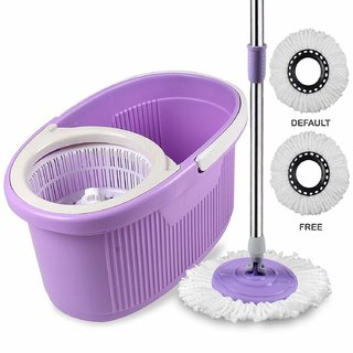                       Cozylife by Smile Mom, Mop Stick Rod with Bucket Set in Offer and Easy Wheels for Best 360 Degree Spin Magic Floor Cleaning for Home + Office  2 Refill Head                                              