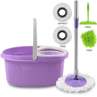                       Cozylife by Smile Mom, Magic Spin Mop with Bucket Set Offer with Easy Wheels for Best 360 Degree Floor Cleaning, 2 Refill Head, Free Microfiber Glove + Kitchen Wiper                                              