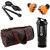 Combo Of Leatherite (Brown) Gym Bag, Gloves (Orange), Spider Shaker (Black) And Skipping Rope (Black)