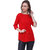 Jollify Women's Cotton Red Round Neck Long Top
