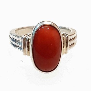 moonga stone in silver ring