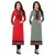 New Designer Red and Grey Color Indo Cotton Fabric Semi Stitched Printed Combo Kurti By Rise On Fab (RFRED+GRY)