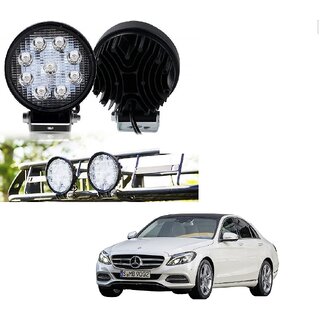 Auto Addict DEVICE 4 inch, 9 LED 27Watt Round Fog Light with Flood Beam Auxiliary Lamp Set Of 2 Pcs For Mercedes Benz C-Class