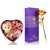 GoodsBazaar 24K Golden Rose with Gift Box and Carry Bag and Heart Shape Gift Box with Teddy - Best Valentine's Day Gift Birthday Gifts Gold Dipped Rose