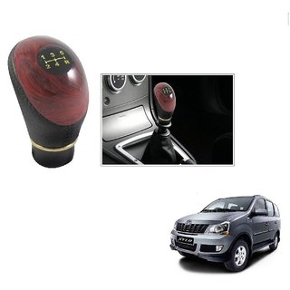 Auto Addict Leatherette Wooden Finished Gear Knob Black Car Gear Shift knob For Mahindra Xylo