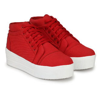 Red colour store shoes for girls