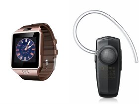 Mirza DZ09 Smartwatch and HM1100 Bluetooth Headphone for VIVO x6s plus(DZ09 Smart Watch With 4G Sim Card, Memory Card HM1100 Bluetooth Headphone)