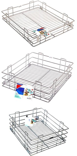 Buy Rwood Plain Modular Kitchen Basket Size 19x20 Inch Set Of 3